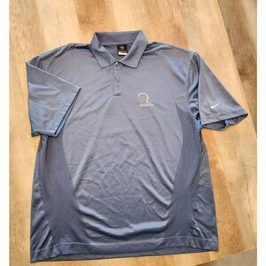 Nike Mens Large Polo shirt Rendentions Golf Logo blue breathable performance